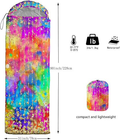 Kids Sleeping Bag for Boys Girls,Western Cowboy Print-Lightweight Warm Portable Outdoor Indoor-Waterproof Cold Weather Resistant Sleeping Bag for Camping Hiking