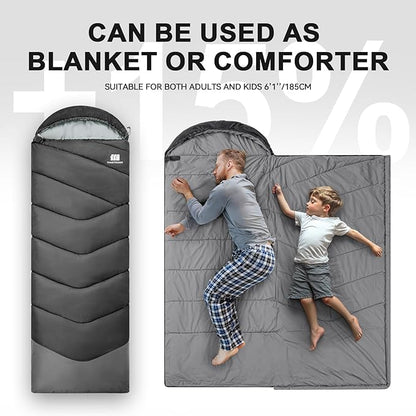 Sleeping Bags for Adults Cold Weather & Warm,Backpacking Camping Sleeping Bag for Tall Girls Boys,Lightweight,Compact,Waterproof Camping Gear for Traveling,Hiking,Hotel,Outdoor & Indoor