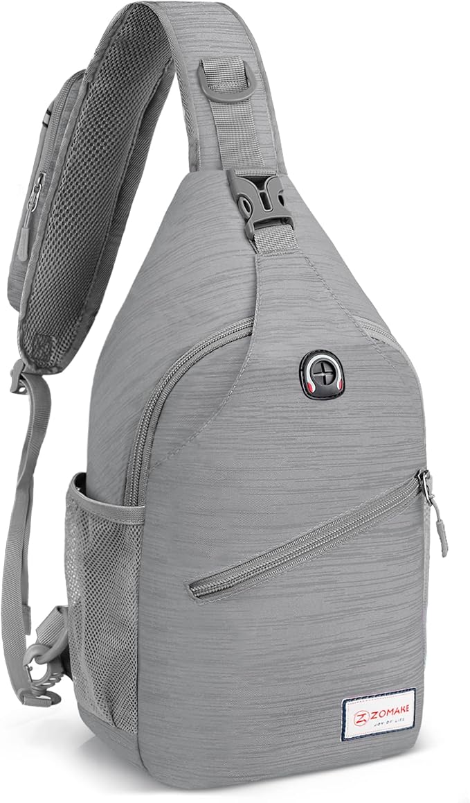 ZOMAKE Sling Bag for Women Men, Small Crossbody Sling Backpack, Mini Water Resistant Shoulder Daypack for Travel, Anti Thief Chest Bag for Hiking, Sports(Stripe)