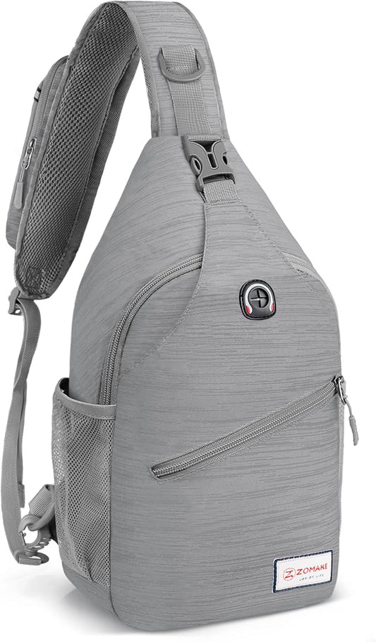 ZOMAKE Sling Bag for Women Men, Small Crossbody Sling Backpack, Mini Water Resistant Shoulder Daypack for Travel, Anti Thief Chest Bag for Hiking, Sports(Stripe)