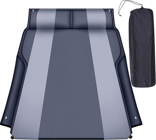 Automatic SUV air Mattress, Self Inflating Sleeping pad for car Camping or Tent Camping, Self-Inflatable Car Mattress with Inflatable Pillow Used for Minivan/SUV/Truck Back seat (Black)