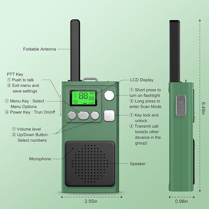 ChunHee Walkie Talkies 22 Channels 2 Way Radio with Flashlight, LCD Screen, 3 Miles Range Walkie Talkies for Kids Outside Adventures, Camping, Hiking, Battery-Powered (Battery not Included)