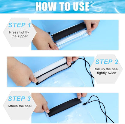Meetory Clear Waterproof bags Pouch Dry Bags For Camera Mobile Phone Maps Kayak Document Holder,3 Piece Waterproof Plastic Pouch Document Holder Utility Bags for Travel Boating Swimming(Black)