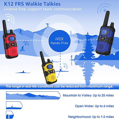 Walkie Talkies for Adults Rechargeable Walkie-Talkie Long Range 3 Pack, Multi-purpose NOAA 2 Way Radios with 4500mAh Battery USB Lanyards for Family Office School Camping Hiking Skiing Cruises