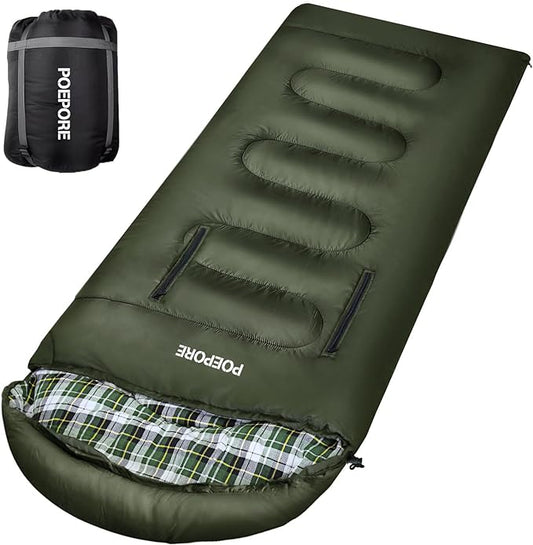 Flannel Sleeping Bag Cotton 0 Degree Cold Weather for Adults XXL Wearable Sleeping Bag 4 Seasons Waterproof with Compression Sack