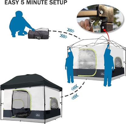 KAMPKEEPER Camping Inner Tent for Pop Up Canopy Converts 10'x10' Straight Leg Canopy into Camping TentFully Vented Roof, Black
