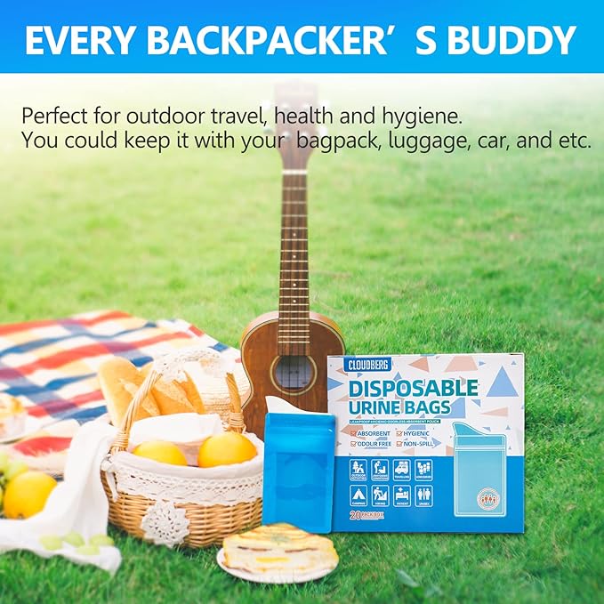 Disposable Urine Bags, 20 Pack Travel Pee Bags, Unisex Urinal Bag Vomit Bags for Travel Traffic Jam Emergency Portable Camping Urinal Bags for Men Women Kids Brief Relief