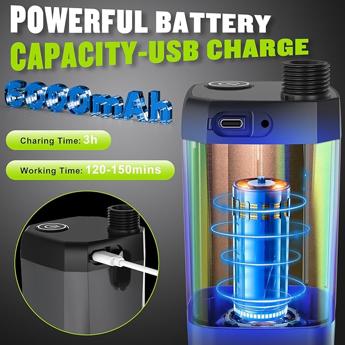 Portable Shower for Camping, [Long-Lasting] Spopal 6000mAh Rechargeable Camping Shower with Intelligent LED Display, 4 Spray Modes, IPX7 Waterproof Outdoor Shower Kit for Hiking, Travel, Car, Pet