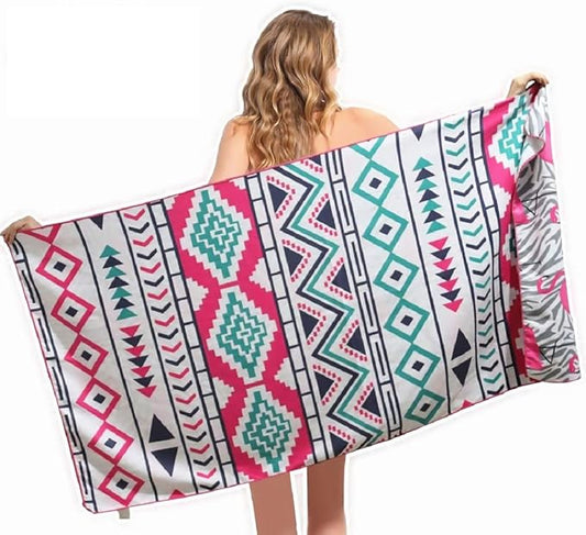 HAOKUN Flamingo Beach Towel Microfiber Sand Free Pool Towels -Quick Dry Super Absorbent Lightweight Thin Novelty Beach Towels for Gilrs Kids Teens Adults with Boho Large Beach Towel