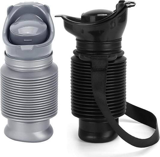 Set of 2 Portable Travel Urinal, Collapsible Urinals for Men and Women, Reusable Kids Potty, Personal Pee Bottle for Outdoor Camping, Long Road Trip and in Traffic