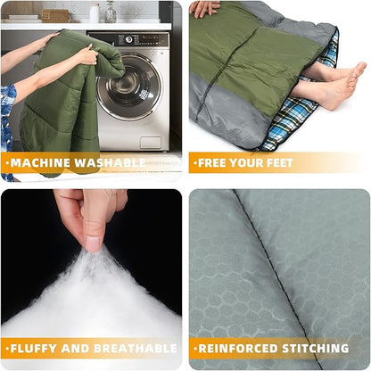 Cotton Flannel Liner Sleeping Bag for Adults Teens Kids, Cold Weather &Warm, 3 Seasons, Lightweight Compact Camping Essentials Equipment, Hiking, Outdoor, Travel