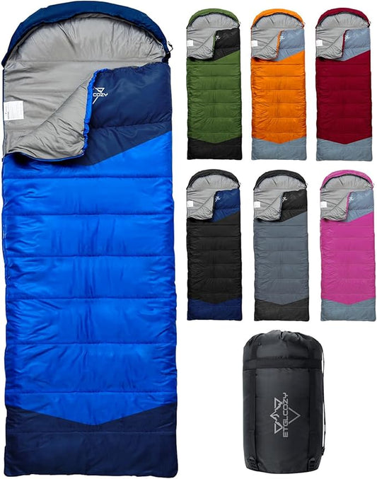 Sleeping Bag for Adults Cold Weather & Warm, Lightweight Backpacking Camping Hiking Essentials Gear for Kids 10-12 Girls Boys Compact w/Compression Sack Indoor Outdoor Sleep Must Haves