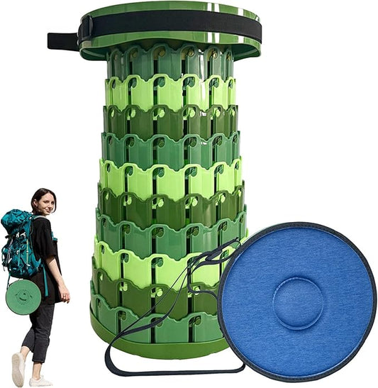 2025 Upgraded XXL Collapsible Stool with Cushion, 1000 lbs Capacity & 19.7-in High, Wider & Taller Heavy Duty Portable Telescoping Foldable Seat for Adults Camping, Travel, Music Festivals, Outdoors