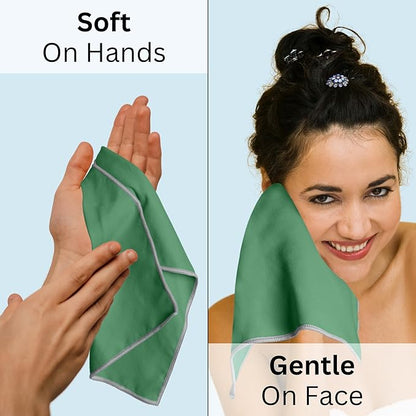 Backpacking Ultralight Quick Dry Microfiber Soft Fast Drying Hand and Face Towel Wash Cloth Camping Yoga Hiking Active Lifestyle Small (Green)