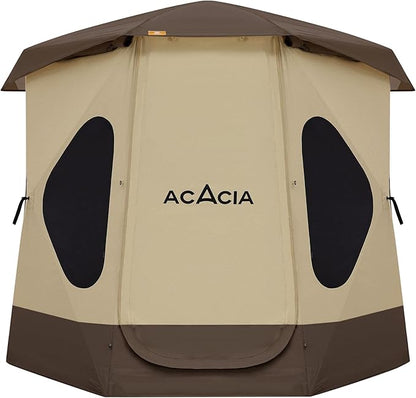 ACACIA Camping Tent, Pop Up Camping Tent with 8 Windows and Footprint, Waterproof Windproof Easy Setup Hub Tent for Family Camping, Hiking and Glamping