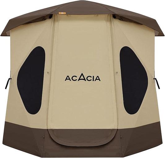 ACACIA Camping Tent, Pop Up Camping Tent with 8 Windows and Footprint, Waterproof Windproof Easy Setup Hub Tent for Family Camping, Hiking and Glamping