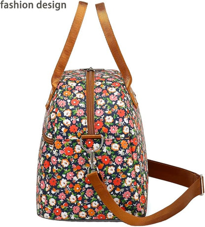 FlowFly Insulated Lunch Bag With Shoulder Strap for Women, Men, and Kids, Large and Reusable, Handle, Freezable Work and School Travel Tote and Meal Prep Organizer,Floral