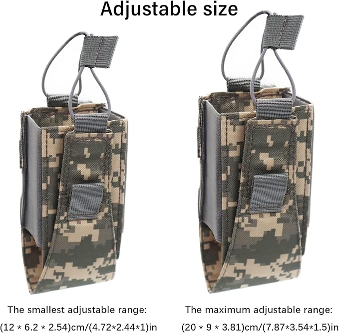 1000D Nylon Tactical Radio Holder Radio Case Radio Pouch Military Molle Radio Walkie Talkie Holder Bag Hunting Magazine Pouches Pocket for Two Ways Walkie Talkies Compatible (ACU)