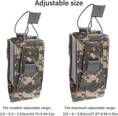 1000D Nylon Tactical Radio Holder Radio Case Radio Pouch Military Molle Radio Walkie Talkie Holder Bag Hunting Magazine Pouches Pocket for Two Ways Walkie Talkies Compatible (ACU)