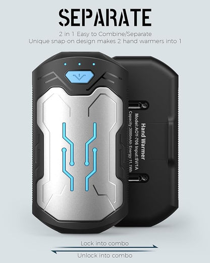 Hand Warmers Rechargeable 2 Pack, ROFWIZ 6000mAh Electric Portable Pocket Heater, are Great Warm Gifts for Women, Men, Heat Therapy, Raynauds, Outdoors, Hunting, Golf, Camping Gear