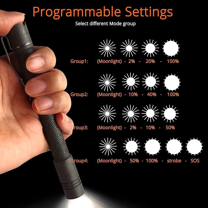 Penlight Pineapple led Flashlight, Nichia 519a R9080 4000K 10880/AAA Small Flashlight by Reylight for Outdoor, Power Outage Lighting, Emergency Lighting (Titanium)