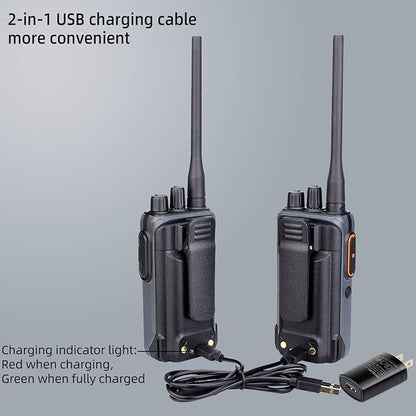 Retevis RB17 Walkie Talkie,Heavy Duty Walkie Talkies Long Range,Rechargeable 4400mAh Large Capacity,VOX Handsfree,Portable Two Way Radio for Hunting Skiing School Church Outdoor Gifts (2 Pack)