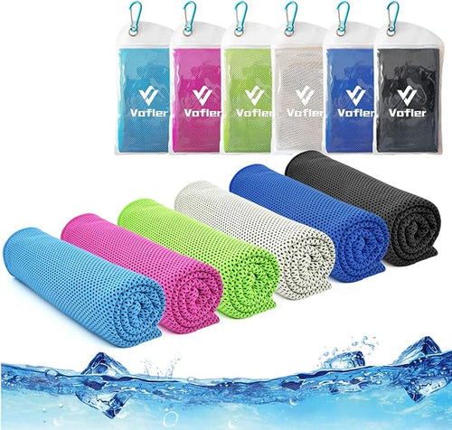 Cooling Towel,Vofler [6 Pack] Cool Towels Microfiber Chilly Ice Cold Head Band Bandana Neck Wrap (40"x 12") for Athlete Men Women Youth Kids Dogs Yoga Outdoor Golf Running Hiking Sports Camping Travel