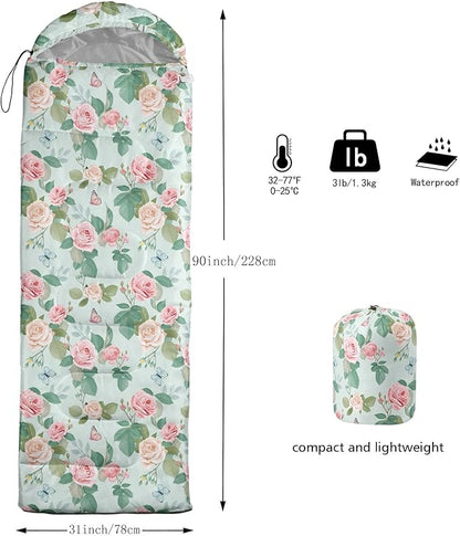 Kids Sleeping Bag for Boys Girls,Rocket Moon Print-Lightweight Warm Portable Outdoor Indoor-Waterproof Cold Weather Resistant Sleeping Bag for Camping Hiking