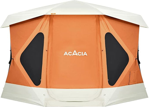 ACACIA Camping Tent, Pop Up Camping Tent with 8 Windows and Footprint, Waterproof Windproof Easy Setup Hub Tent for Family Camping, Hiking and Glamping