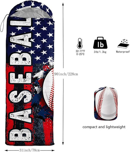 Kids Sleeping Bag for Boys Girls,Western Cowboy Print-Lightweight Warm Portable Outdoor Indoor-Waterproof Cold Weather Resistant Sleeping Bag for Camping Hiking