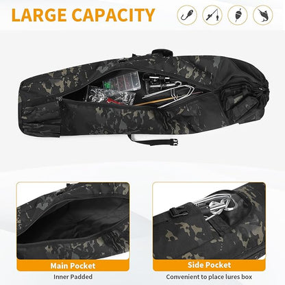 Wowelife Fishing Rod Carrier - Pole Bag Reel Organizer Case Storage for Gear, Travel - Gifts for Men, Family