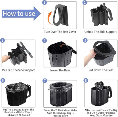 Portable Toilet for Camping, Portable Potty for Adults, Porta Potty Travel Toilet Commode Bucket Toilet for Camping, Car, Travel, Outdoor, Hiking, Backpack, Trips, Tent, Boat, Beach, Traffic Jam, Home