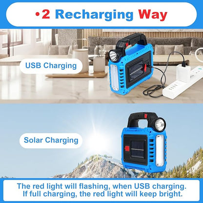 2 Pack Lantern Camping Essentials Accessories Gear Solar Lights, LED Flashlight for Power Outages, Rechargeable Tent Lights for Emergency, Hurricane, Survival Kits, Operated Lamp
