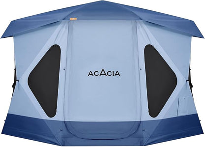 ACACIA Camping Tent, Pop Up Camping Tent with 8 Windows and Footprint, Waterproof Windproof Easy Setup Hub Tent for Family Camping, Hiking and Glamping
