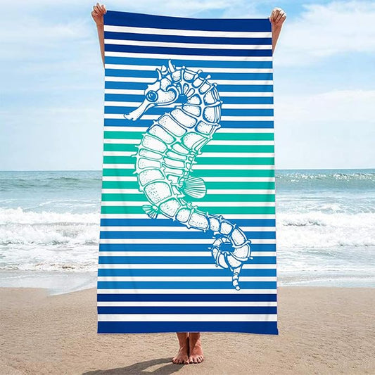 Large Lightweight Quick Dry Beach Towel, Microfiber Beach Towels for Kids Adults Women 63”x32” Sand Free Travel Camping Towel - Beach Accessories Vacation Essential Gift (Style-1)