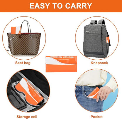 Portable Emergency Urinal Bag, 24 Pack Travel Urine Bag, 900ml Unisex Pee Bag, Resealable Disposable Urinal for car, Traffic Jams, Camping, Road Trips, Pregnant Women, Patients, Children