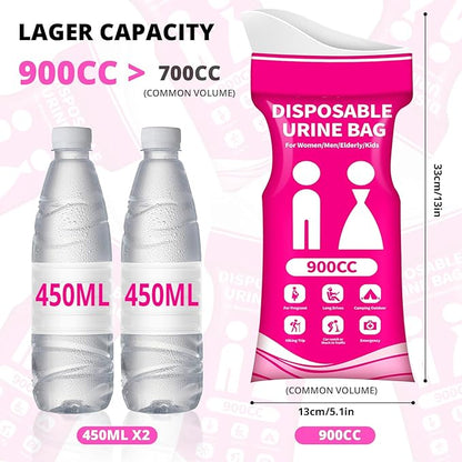 Disposable Urine Bag for Travel - 900ML Portable Pee Bags for Women Men 12 PCS/24PCS Emergency Vomit Bags Unisex Urinal Toilet Bag for Car Camping, Road Trip,Traffic Jams, Pregnant, Kids, Patient