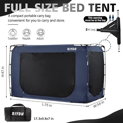 Bed Tent Bed Canopy Full Size Tents for Adult and Kids- Original Design Portable Dream Tent Indoor Sleeping 80% Blackout with 3 Doors Breathable Big Space Tents