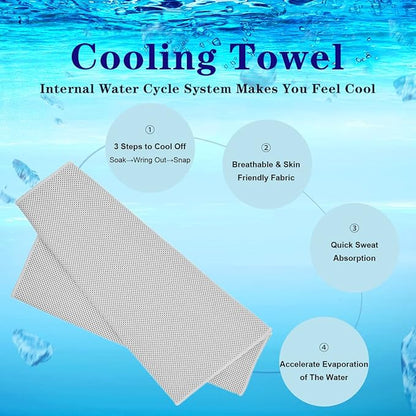 Cooling Towel,Vofler [4 Pack] Cool Towels Microfiber Chilly Ice Cold Head Band Bandana Neck Wrap (40"x 12") for Athlete Men Women Youth Kids Dogs Yoga Outdoor Golf Running Hiking Sports Camping Travel