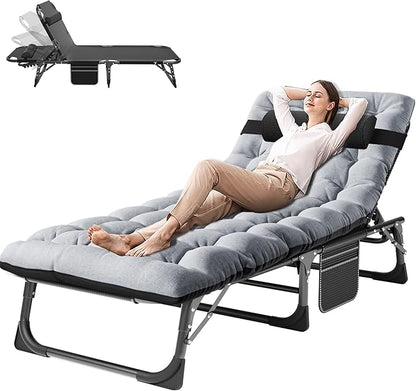 ABORON Folding Camping Cot for Adults, Heavy Duty 3-in-1 Bed for Guest Sleeping, Adjustable Double-Layer 1200D with Mattress & Carrying Bag for Home, Office, Vacation, Hospital Use