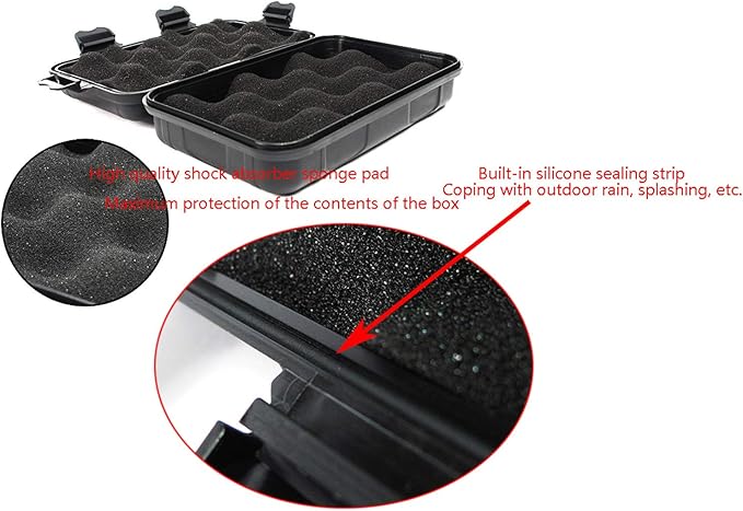 DGZZI Small Outdoor Waterproof Airtight Shockproof Plastic Survival Container Carry Box with 2 U-Shape Buckle 135x80x40mm Black Storage Case