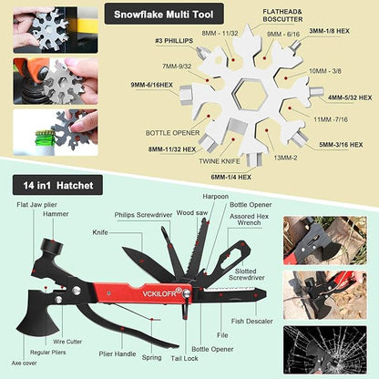 Gifts for Men Dad Husband Fathers, Camping Survival Gear and Equipment Kit 32 in 1, Cool Gadgets Christmas Birthday Gift Ideas for Him Boyfriend