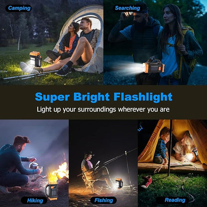 Two Side Solar Handheld Flashlight with COB Sidelight, High Bright 8 Modes Spotlight with USB Cable, Rechargeable Portable LED Searchlight for Outdoor Hunting Boating Camping Emergencies