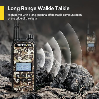 Retevis EZTalk 2 GMRS Two way Radio, IP67 Waterproof Walkie Talkies, 2200mAh Battery, Hunting Radios with 7 Hunting Calls, NOAA, USB C, Long Range Walkie talkies for Hunting Camping (1 Pack)
