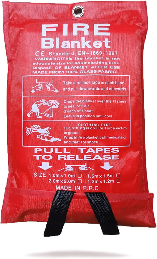 Fire Blanket for Emergency Survival, 39 x 39 inches Reusable Fiberglass Fire Emergency Blanket Fire Shelter Safety Cover for Kitchen, Car, Camping, Grilling, Office, Warehouse (1 Pack)