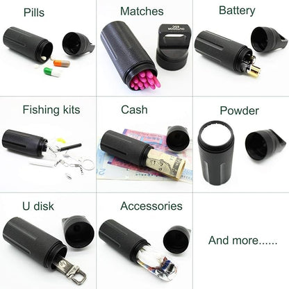 Ccanku C20 EDC Waterproof Case Military Level Survival Pill Match Case Box Container CNC Metal Seal Bottle Camping Essentials Tool, Survival Storage Container (Black Orange Green)