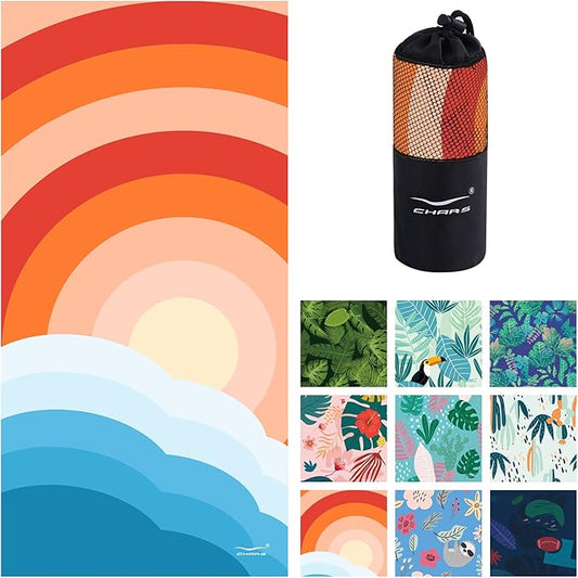 CHARS Microfiber Quick Drying Beach Towel Super Absorbent & Sand Free Towel for Kids Teens Adults Travel Gym Camping Pool Yoga Outdoor and Picnic(63"×31"/63"×39")