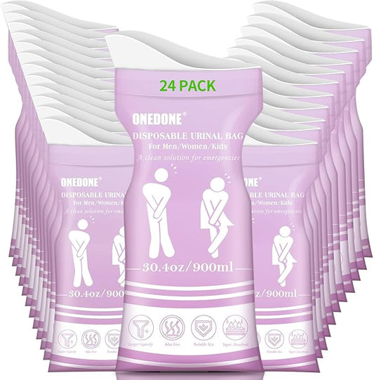 ONEDONE Disposable Urine Bags 6/8/12/24 30.4 OZ Pee Bags for Travel for Men Women Kids Emergency Urine Bags Portable Unisex Urinal Bags Vomit Bags for Traffic Jams Camping Hiking