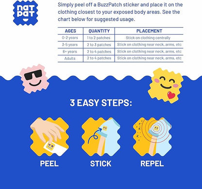 BuzzPatch Mosquito Patch Stickers for Kids (60 Pack) - All Natural, Plant Based Ingredients, Non-Toxic, DEET Free, Citronella Essential Oil Insect Patches, for Toddlers, Babies, Children (2)