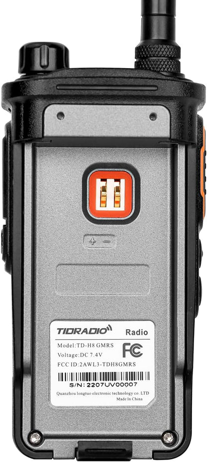 (2nd Gen) TIDRADIO TD-H8 GMRS Radio Long Range Two-Way Radio with USB-C 2500mAh Battery,APP Programmable,Dual Band and NOAA Weather Receiver & Scan,SOS,DTMF,Walkie Talkie,Support Chirp (1 Pack)